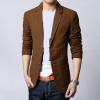 Maiyifu-GJ Men's 2 Buttons Casual Sport Coats Lightweight Single Breasted Slim Fit Suit Blazer Cotton Formal Dress Jackets (Brown,7X-Large) view 2