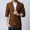 Maiyifu-GJ Men's 2 Buttons Casual Sport Coats Lightweight Single Breasted Slim Fit Suit Blazer Cotton Formal Dress Jackets (Brown,7X-Large) view 3