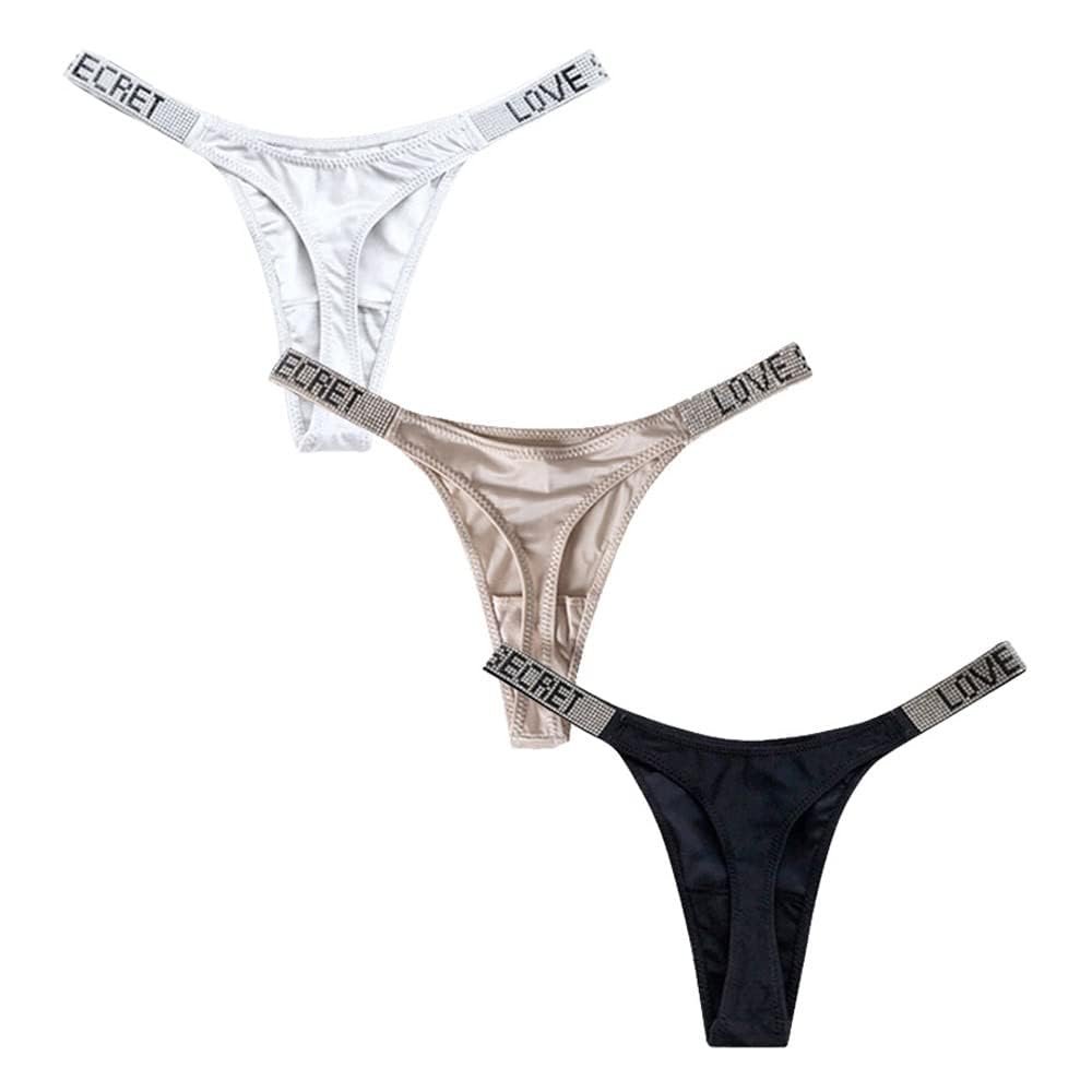 4UFIT 3 Pack Womens Sport Thong Low Waist Hipster Cheeky Panties Shiny Sexy Bikini Underwear, XL