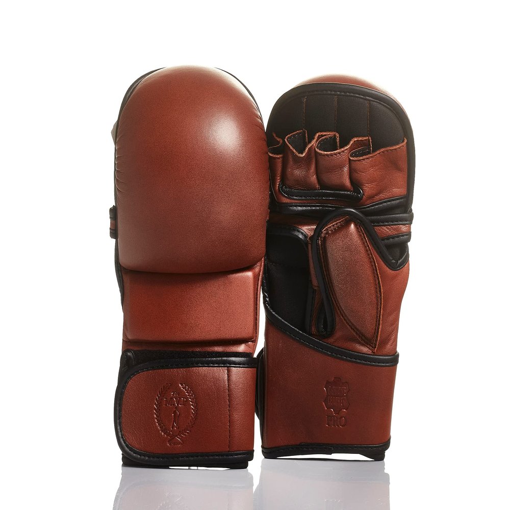 Modest Vintage Player PRO Heritage Brown Leather Hybrid MMA Gloves (Large/Extra Large)