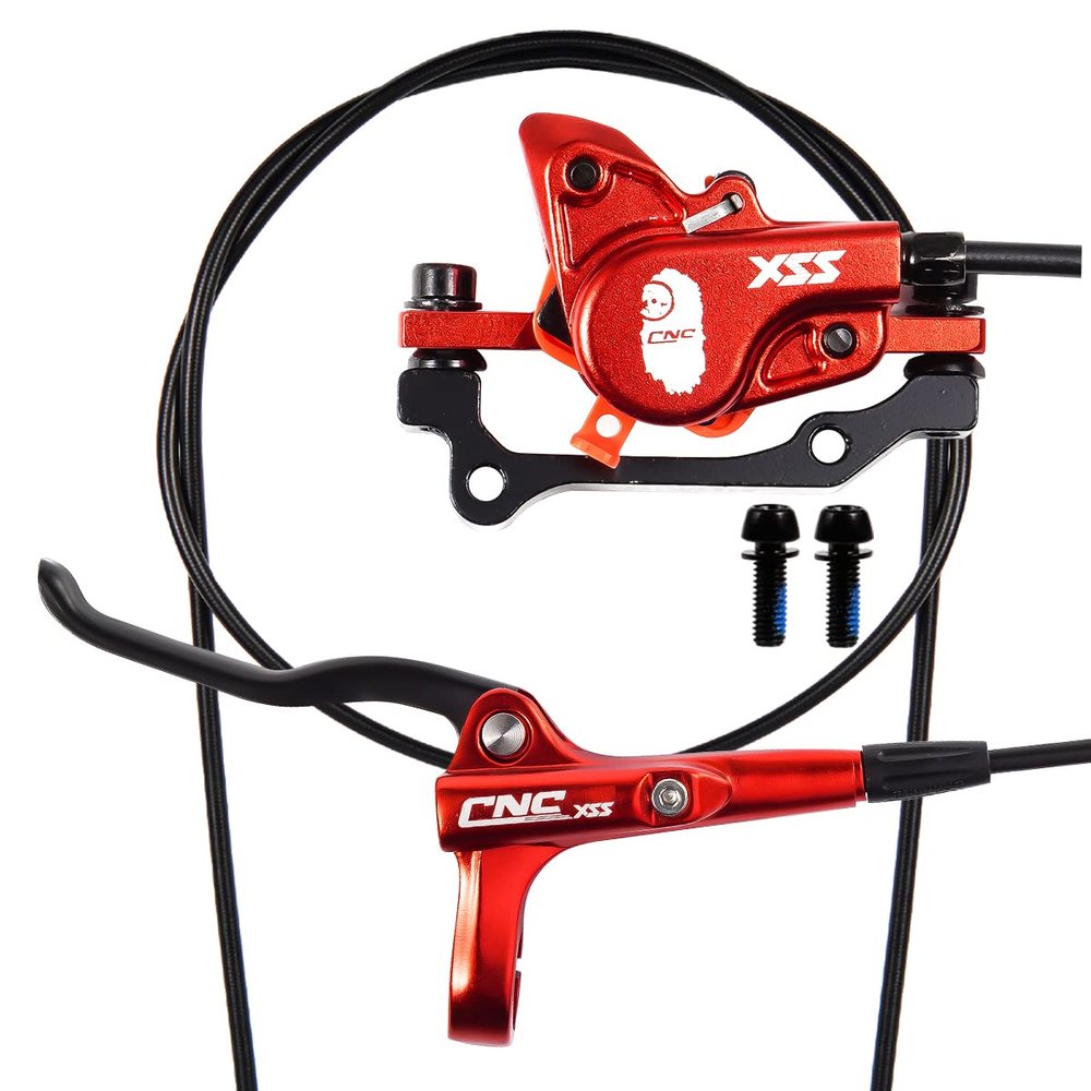 CNC MTB Hydraulic Disc Brake SetMountain Bike Hydraulic Disc Brakes Right Front 800mm Left Rear 1450mm Hydraulic BrakeRed