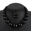 Fuqimanman2020 Chunky Large Simulated Pearl Choker Necklace Drop Dangle Earrings Crystal Bib Big Round Beaded Strand Multicolor Costume Statement Wedding Jewelry Set for Women Brides-Red view 3