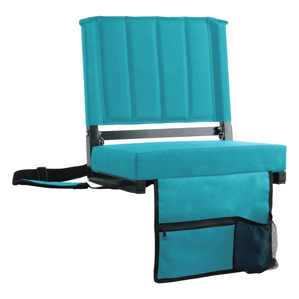 SPORT BEATS Stadium Seats with Back Support Bleacher Chairs with Back and Cushion Thick Padded Bleacher Seats Includes Shoulder Strap Cyan 1pc Regular - 17" W x 12" D x 16.5" H