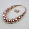 Fuqimanman2020 Chunky Large Simulated Pearl Choker Necklace Drop Dangle Earrings Crystal Bib Big Round Beaded Strand Multicolor Costume Statement Wedding Jewelry Set for Women Brides-Champagne view 4