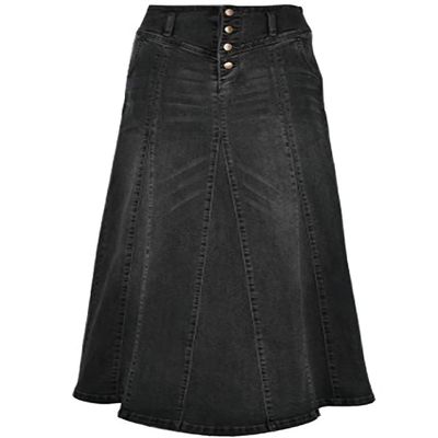 ebossy Women's High Rise Distressed Wash Denim Skirt A Line Swing Maxi Long Jean Skirts (X-Small, Black)