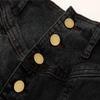 ebossy Women's High Rise Distressed Wash Denim Skirt A Line Swing Maxi Long Jean Skirts (X-Small, Black) view 2