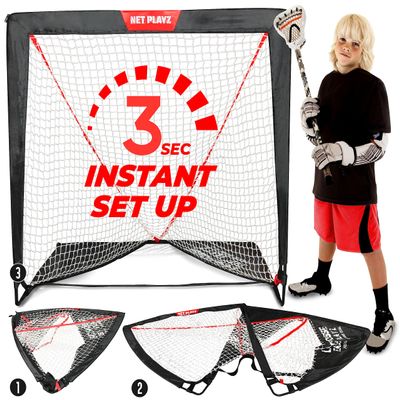 NET PLAYZ Tri Great USA Corp TGU-ODH-445 Portable Easy Fold-Up Lacrosse Goal, 4' x 4', Black (NOH445402024)