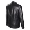 Mens Faux Leather Moto Blazer Classic Casual PU Leather Slim Jacket Stylish Motorcycle 2 Button Lapel Sport Coat (Black,180) view 2