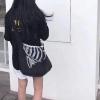 Messenger Shoulder Bag Goth Purse Aesthetic Messenger Bag Canvas Shoulder Tote Bag (Black) view 2