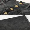 ebossy Women's High Rise Distressed Wash Denim Skirt A Line Swing Maxi Long Jean Skirts (Large, Grey) view 3