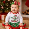Kunyeah Baby Girls First Christmas Outfit Newborn Romper Tutu Dress Infant Xmas Skirt with Shoes Headband Leg Warmer view 3
