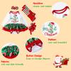 Kunyeah Baby Girls First Christmas Outfit Newborn Romper Tutu Dress Infant Xmas Skirt with Shoes Headband Leg Warmer view 4