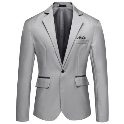 Maiyifu-GJ Men Casual Slim Fit Suit Jacket Lightweight Notched Lapel Business Sport Coat 1 Button Daily Wedding Party Blazer (Grey,Medium)