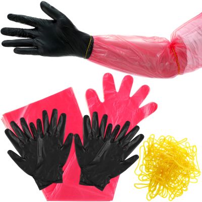 Zhanmai 24 Field Dressing Gloves Set Deer Gutting Mittens Nitrile Hunting Cleaning Glove for Disposable Gut Field Kit Veterinary Accessories