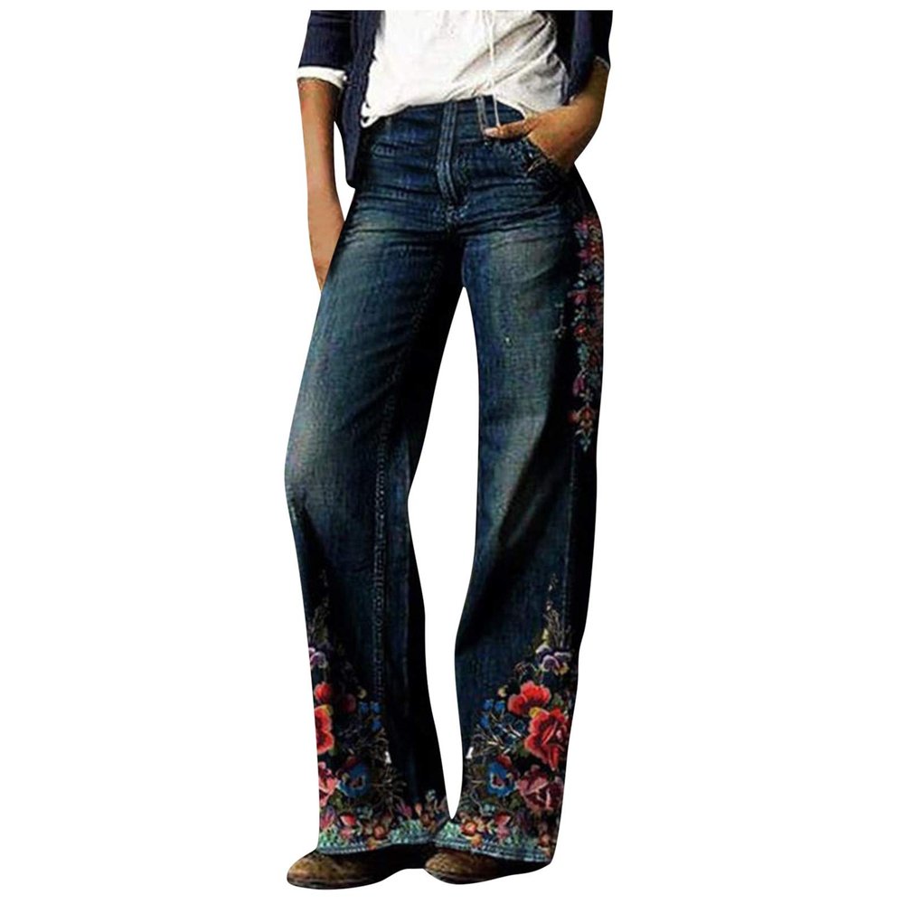 Women's Ripped Boyfriend Jeans Cute Relaxed Fit Y2K E-Girl Fashion Flap Pocket Wide Leg Denim Pants Red