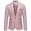 Men Casual Slim Fit Suit Jacket Lightweight Notched Lapel Business Sport Coat 1 Button Daily Wedding Party Blazer (Pink,5X-Large)