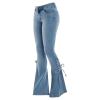 Women's Flare Bell Bottom Jeans Classic High Waist Totally Shaping Tassel Stretch Curvy Fit Jeans Button Fly Jeans Denim