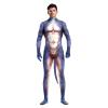 Bemeiren Men's Animal Bodysuit Costume with Big Tail Print Petsuit Spandex Furry Jumpsuit Cosplay Halloween Party Blue Dog view 1