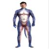 Bemeiren Men's Animal Bodysuit Costume with Big Tail Print Petsuit Spandex Furry Jumpsuit Cosplay Halloween Party Blue Dog view 2