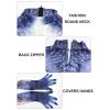 Bemeiren Men's Animal Bodysuit Costume with Big Tail Print Petsuit Spandex Furry Jumpsuit Cosplay Halloween Party Blue Dog view 4