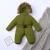Infant Baby Girls Boys Romper Suit Warm Hooded Snowsuit Jumpsuit Down Coats Romper Padded Outwear Snow Suit (Green, 12-18 Months) view 2