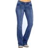 Women's Flare Bell Bottom Jeans Classic High Waist Totally Shaping Tassel Stretch Curvy Fit Jeans Jeggings with Pockets Blue view 2