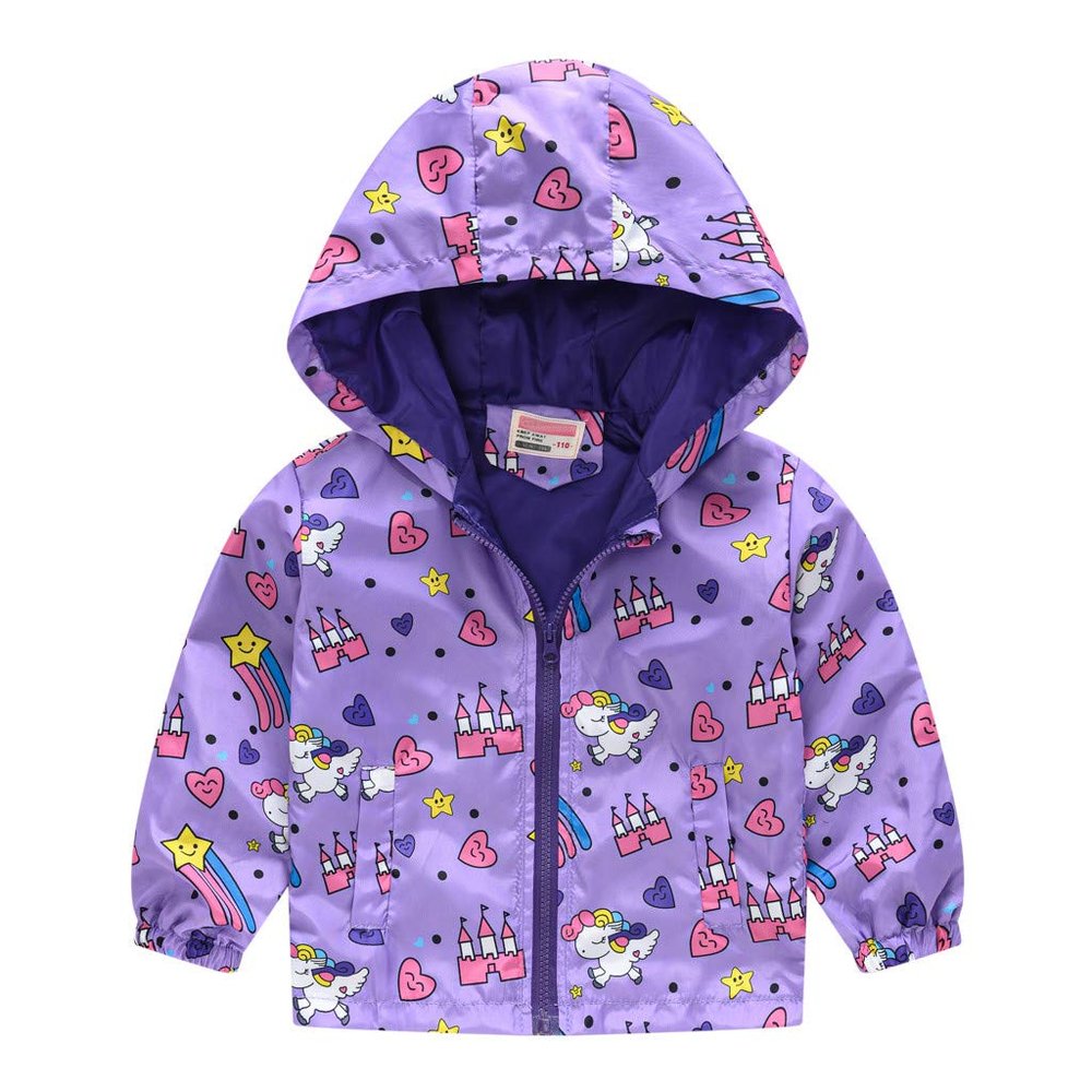 SZZY Hooded Baby Toddler Kids Print Autumn Coat Jacket Boys Windproof Zipper Grils Father And Son Matching Jackets (Purple, 2-3 Years)