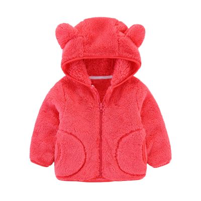 Boys Girls Kids Warm Winter Jackets Baby Fleece Sweatshirt Flannel Coats Hooded Coats for Girls Size 10-12 (Watermelon Red, 4-5 Years)