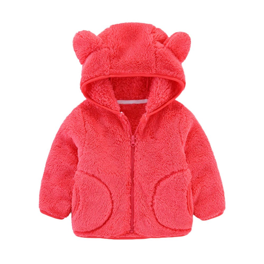 Boys Girls Kids Warm Winter Jackets Baby Fleece Sweatshirt Flannel Coats Hooded Coats for Girls Size 10-12 (Watermelon Red, 4-5 Years)