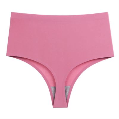 3XL Plus Size Ice Silk Thongs for Plump Women High Waist Seamless Solid Underwear Large Shapewear Abdomen Hips G-String (Color : Dark red, Size : XXXL(85g-90kg))