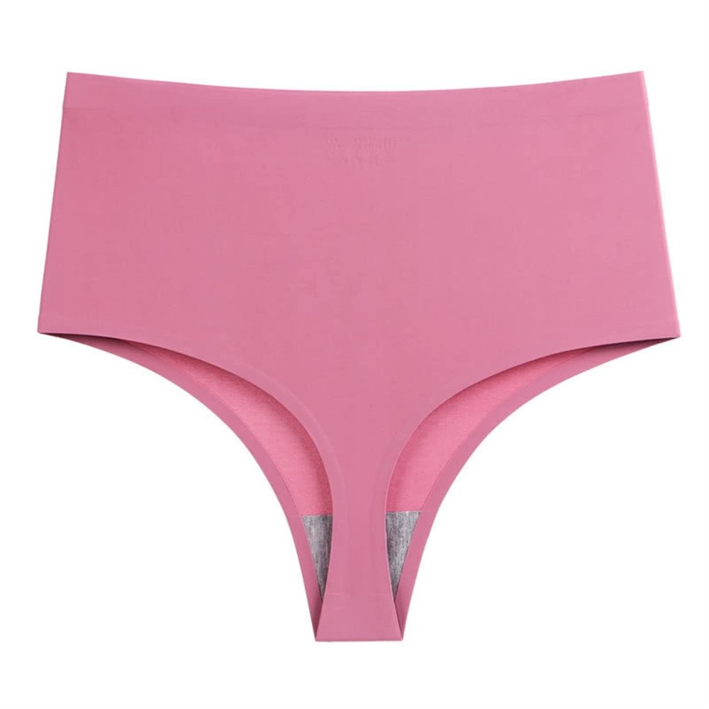 3XL Plus Size Ice Silk Thongs for Plump Women High Waist Seamless Solid Underwear Large Shapewear Abdomen Hips G-String (Color : Dark red, Size : XXXL(85g-90kg))