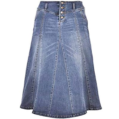 ebossy Women's High Rise Distressed Wash Denim Skirt A Line Swing Maxi Long Jean Skirts (X-Small, Light Blue)