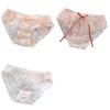 3PCS Sweet and Cute Japanese Girl Middle Waist Briefs Slightly Sweet Matcha Green Sexy lace mesh ice Silk Pink Panties (Color : 3Pcs Color12, Size : XL(57.5-67.5KG)) view 1