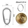 30PCS 2 Inch Carabiner Keychain Clips, Aluminum Caribeener D Shape Buckle with Key Rings and Wire Keychain Cable, Silver view 2