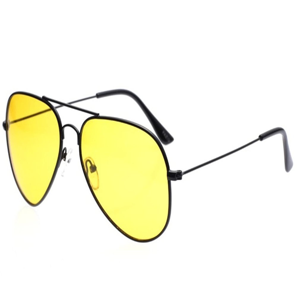 WIRUN Night Vision Glasses Anti-Glare Polarized UV400 Aviator Yellow Safety Night Driving Glasses Eyewear for Men & Women (Black025)