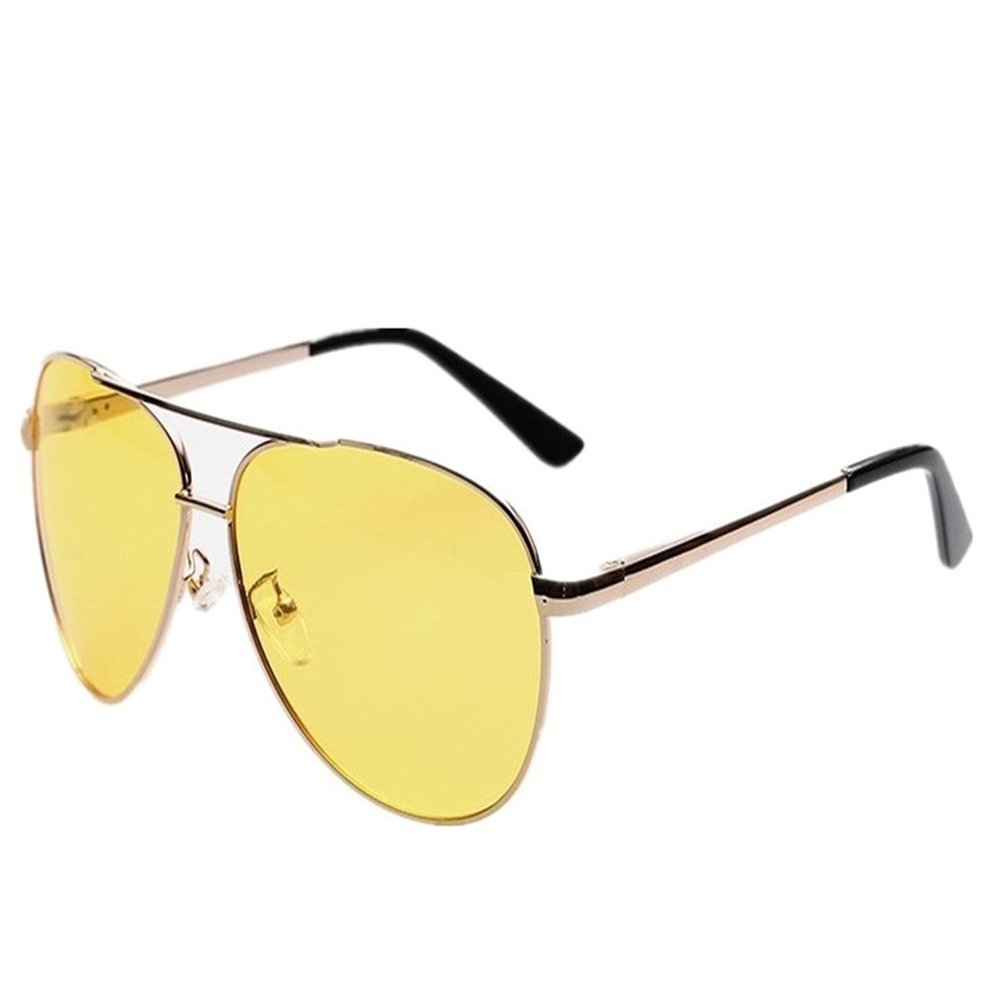 WIRUN Night Vision Glasses Anti-Glare Polarized UV400 Aviator Yellow Safety Night Driving Glasses Eyewear for Men & Women (Golden081)