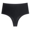 3XL Plus Size Ice Silk Thongs for Plump Women High Waist Seamless Solid Underwear Large Shapewear Abdomen Hips G-String (Color : Black, Size : XXL (75-85kg)) view 1
