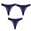 3 Pcs Sexy Lace G-String for Women Female Underpant Hollow Out Breathable Cotton Low Waist Seamless G-String Underwear (Color : Set 3, Size : XL-[57-62KG]) view 1