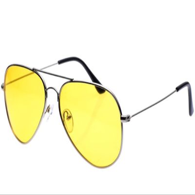 WIRUN Night Vision Glasses Anti-Glare Polarized UV400 Aviator Yellow Safety Night Driving Glasses Eyewear for Men & Women (Silver025)