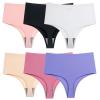 3XL Plus Size Ice Silk Thongs for Plump Women High Waist Seamless Solid Underwear Large Shapewear Abdomen Hips G-String (Color : White, Size : L(45-55kg)) view 2
