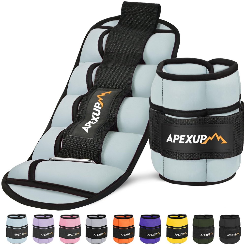 APEXUP 10lbs/Pair Adjustable Ankle Weights for Women and Men, Modularized Leg Weight Straps for Yoga, Walking, Running, Aerobics, Gym, Physical Therapy (Pastel Blue)