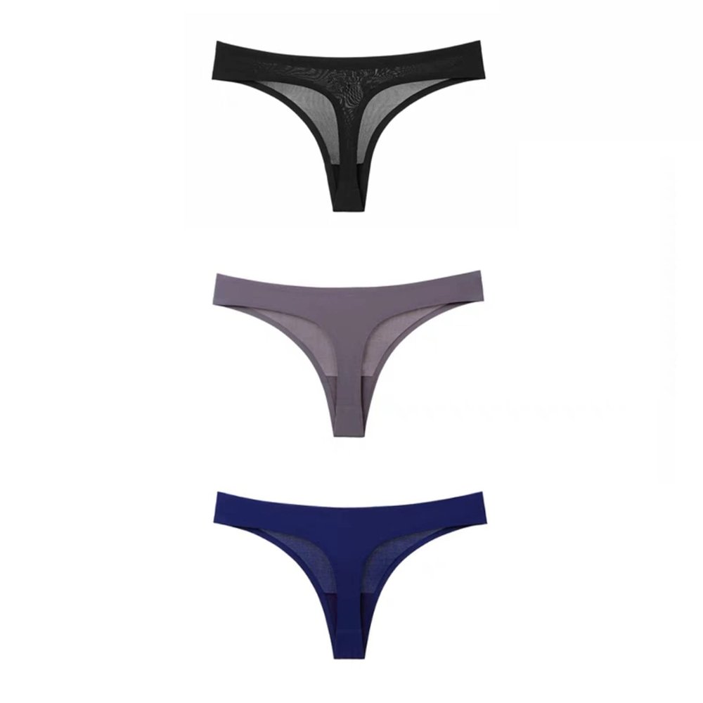 3PCS Cotton G-String Underwear Women Sexy Panties Low Waist Striped Print Female Sprot Lingerie (Color : Set 3, Size : M(42.5-52.5KG))