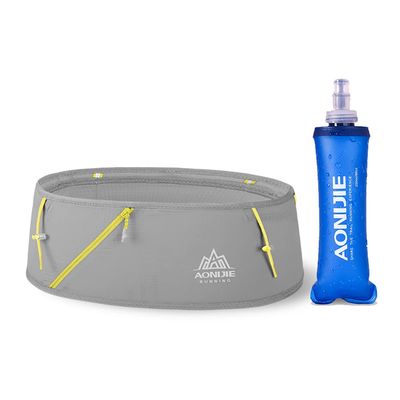 AONIJIE Hydration Running Belt with Water Bottle - 250ml BPA- Free Soft Flask Large Capacity & Lightweight Running Belt for Trailing Running Climbing Jogging(Grey, L/XL)