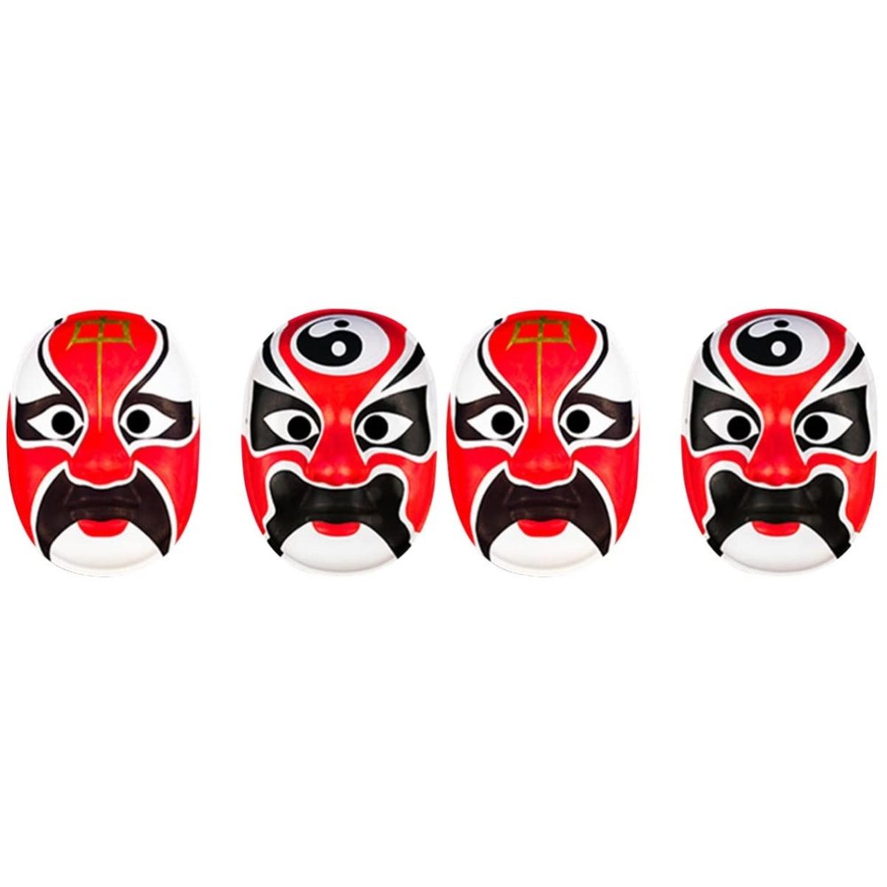 VICASKY 2sets Cultural Decor Mask Paper Peking Theme White Cover for Party Performance 2pcs*2