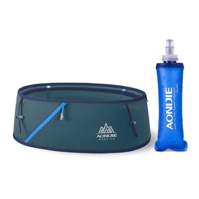 AONIJIE Hydration Running Belt with Water Bottle - 250ml BPA- Free Soft Flask Large Capacity & Lightweight Running Belt for Trailing Running Climbing Jogging(Blue, M/L)