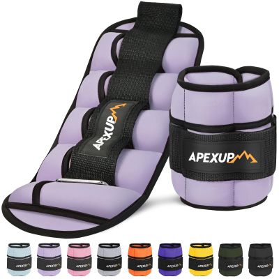 APEXUP 10lbs/Pair Adjustable Ankle Weights for Women and Men, Modularized Leg Weight Straps for Yoga, Walking, Running, Aerobics, Gym, Physical Therapy (Pastel Purple)