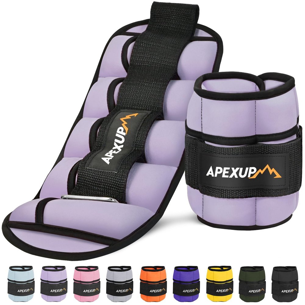 APEXUP 10lbs/Pair Adjustable Ankle Weights for Women and Men, Modularized Leg Weight Straps for Yoga, Walking, Running, Aerobics, Gym, Physical Therapy (Pastel Purple)
