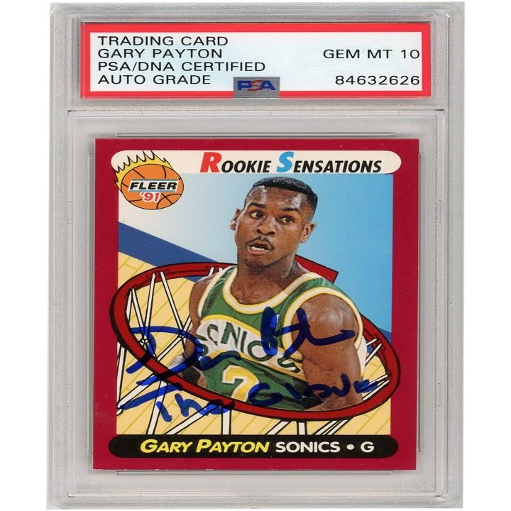 Gary Payton 1991-92 Fleer Rookie Sensations Autograph Card The Glove #9 PSA/DNA 10