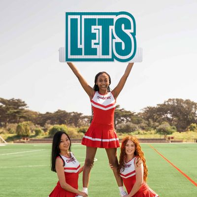 VictoryStore Cutout Spirit Cheer Words Let's Get Loud, 3 Piece Set, Block Letters (Teal)