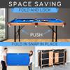 SereneLife 4.5ft Folding Pool Table, 55in Portable Foldable Billiards Game Table for Kids and Adults with Accessories, Indoor and Outdoor Games with Sticks, Cue, Balls and Triangle, Blue view 2